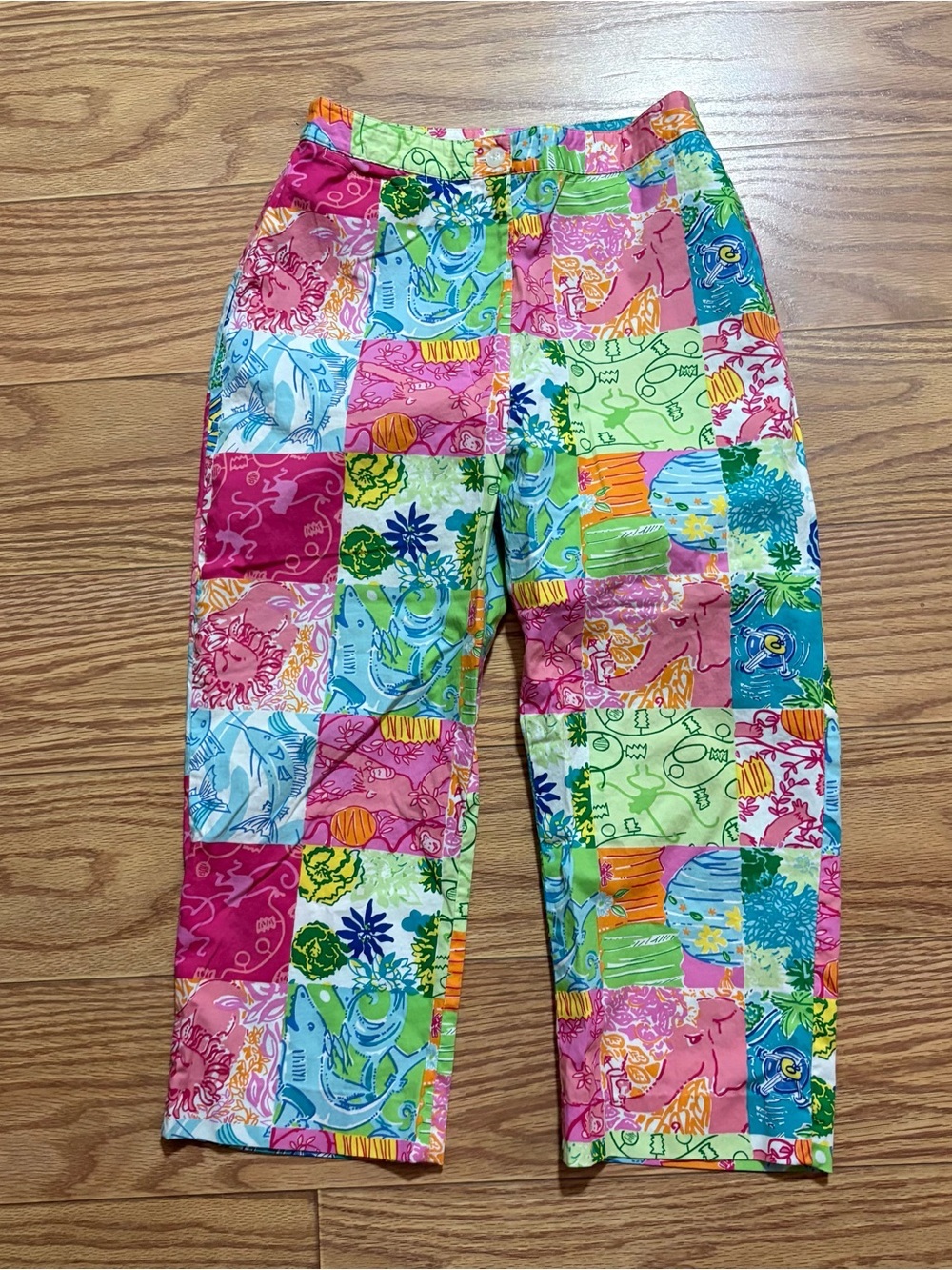 Lilly Pulitzer Patchwork Colorful Preppy Beach Vacation Capri Pants Women’s 2